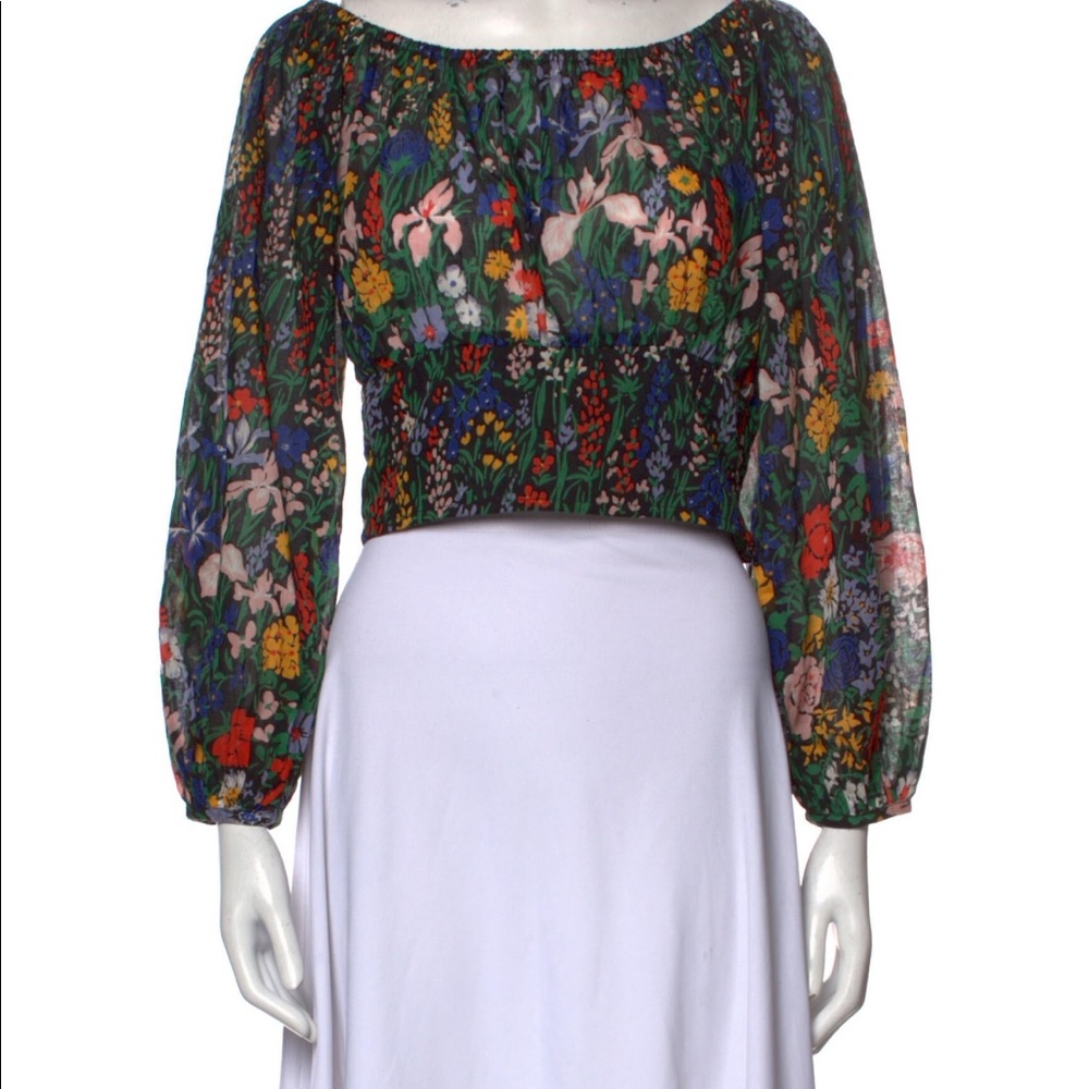 Banjanan Vivan NWT Floral Print 100% Cotton Long Sleeve Crop Top